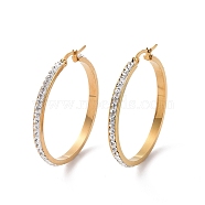 304 Stainless Steel Hoop Earrings, with Polymer Clay and Rhinestone, Ring, Golden, Crystal, 40x39x3.5mm(EJEW-N0031-11G-01D)