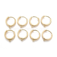 Brass Huggie Hoop Earring Findings, Nickel Free, Real 18K Gold Plated, 18x16x3mm, Hole: 1.5mm, Pin: 1mm(KK-S350-069G)