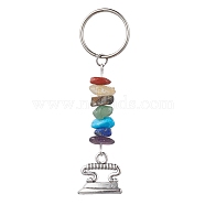 Tibetan Style Zinc Alloy Keychains, with Synthetic & Natural Mixed Gemstone and Iron Split Key Rings, Electric Iron, 7.8cm, Electric Iron: 51x18x5mm(KEYC-JKC00728-04)