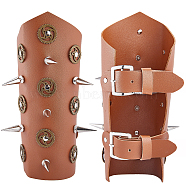 Imitation Leather Punk Style Cuff Wristband for Bikers, Retro Archery Armguard, with Zinc Alloy Findings & Cord, Peru, 200x120x35mm, 2pcs/set(AJEW-WH0258-905A)