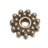 Tibetan Style Spacer Beads, Metal Alloy Beads, Cadmium Free & Nickel Free & Lead Free, Gear, Antique Bronze, Size: about 9mm in diameter, Hole: 2.5mm(X-MAA119-NF)