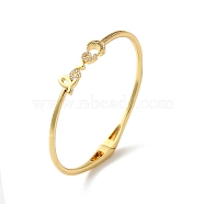 Rack Plating Brass Micro Pave Clear Cubic Zirconia Love Word Hinged Bangles, Cadmium Free & Lead Free, Long-Lasting Plated, Real 18K Gold Plated, Inner Diameter: 2-1/8 inch(5.5cm), 7mm(BJEW-G716-02G)