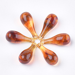 Acrylic Pendants, Imitation Gemstone Style, teardrop, Chocolate, 39.5x16mm, Hole: 2.5mm(X-OACR-S029-041)