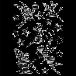 Glass Hotfix Rhinestone, Iron on Appliques, Costume Accessories, for Clothes, Bags, Pants, Fairy Pattern, 297x210mm(DIY-WH0303-034)