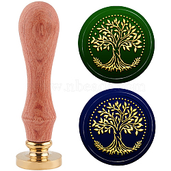 Brass Wax Seal Stamp with Handle, for DIY Scrapbooking, Tree of Life Pattern, 3.5x1.18 inch(8.9x3cm)(AJEW-WH0184-0520)
