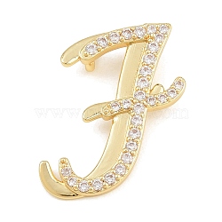 Brass Micro Pave Clear Cubic Zirconia Pendants, Letter Charms, Long-Lasting Plated, Rack Plating, Lead Free & Cadmium Free, Real 18K Gold Plated, Letter F, 24x20x6.5mm, Hole: 3mm(CU-CBA8481-01G-F)