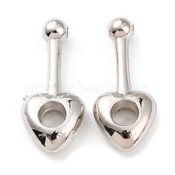 CCB Plastic Pendants, Heart Charm, Platinum, 29x12.5x5.5mm, Hole: 1.8mm(CCB-D005-28P)