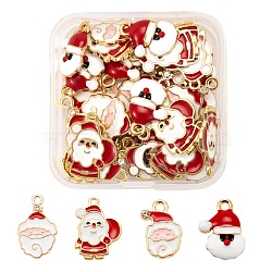 40Pcs 4 Style Christmas Theme Light Gold Alloy Enamel Pendants, Christmas Santa Claus, Mixed Color, 10pcs/style(ENAM-LS0001-61)