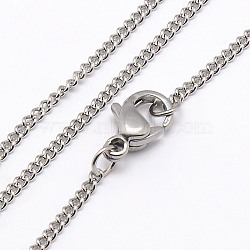 Tarnish Resistant Trendy Unisex 304 Stainless Steel Twisted Chain Necklaces, with Lobster Clasps, Stainless Steel Color, 17.7 inch(44.9cm), 1.5x1mm(NJEW-M043-B-02)