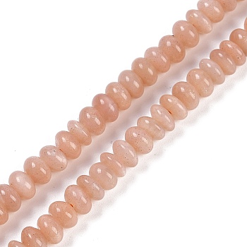 Natural Peach Moonstone Beads Strands, Rondelle, 6~6.5x4~4.5mm, Hole: 0.8mm, about 104pcs/strand, 16.14''(41cm)