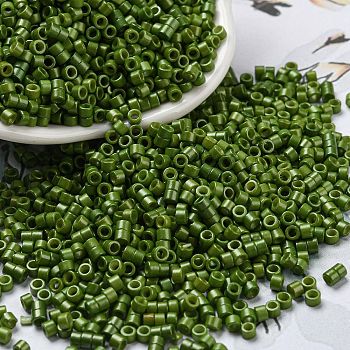 Baking Paint Glass Seed Beads, Cylinder, Olive Drab, 2.5x2mm, Hole: 1.4mm, about 45359pcs/pound