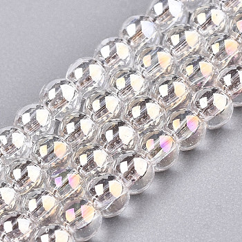 Electroplate Glass Beads Strands, AB Color Plated, Round, Clear AB, 3mm, Hole: 0.5mm, about 295~297pcs/strand, 26.77''(68cm)