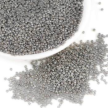MIYUKI Round Rocailles Beads, Japanese Seed Beads, (RR1865) Opaque Smoke Gray Luster, 15/0, 1.5mm, Hole: 0.7mm, about 5555pcs/10g