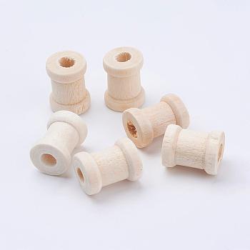 Undyed Natural Wood Beads, Column, Blanched Almond, 17x12mm, Hole: 1.5mm