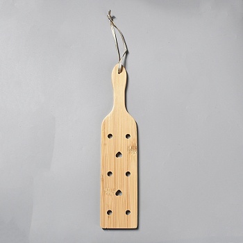 Bamboo Paddle, with Heart Airflow Holes, BurlyWood, 460mm, Bat: 336x72x8mm