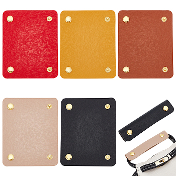 WADORN 5Pcs 5 Colors Detachable PU Leather Bag Strap Padding, Bag Handle Wrap, Pressure Relief Shoulder Strap Protector Cover, with Snap Button, Rectangle, Mixed Color, 13x10.2x0.15~0.55cm, Hole: 2.8mm, 1pc/color