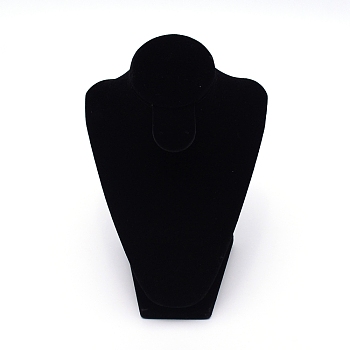 Velvet Pedestal Displays, Necklace Display Bust, Wood and Cardboard, Black, 11.6x10.5x17.5cm