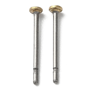 Titanium Stud Earring Findings, Earring Pins with Brass Flat Head, Platinum, 12x2mm, Pin: 0.7mm