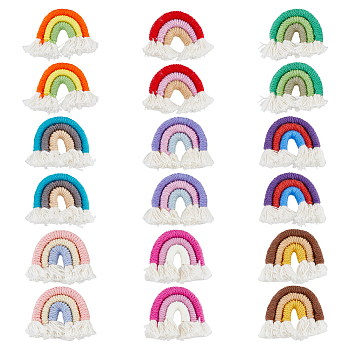 18Pcs 9 Colors Polycotton(Polyester Cotton) Rainbow Wall Hanging, Macrame Woven Rainbow, Mixed Color, 37~43x39~44x8~9mm, 2Pcs/color