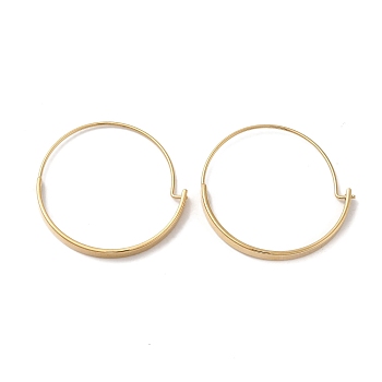 304 Stainless Steel Ring Hoop Earrings for Women, Real 18K Gold Plated, 30x0.8x30mm