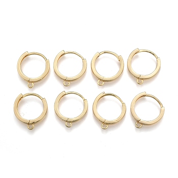 Brass Huggie Hoop Earring Findings, Nickel Free, Real 18K Gold Plated, 18x16x3mm, Hole: 1.5mm, Pin: 1mm