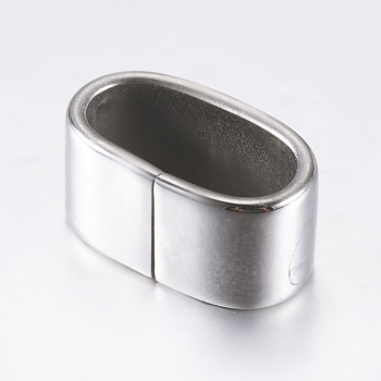304 Stainless Steel Slide Charms, Oval, Stainless Steel Color, 14.5x7.5x8.5mm, Hole: 6x12mm