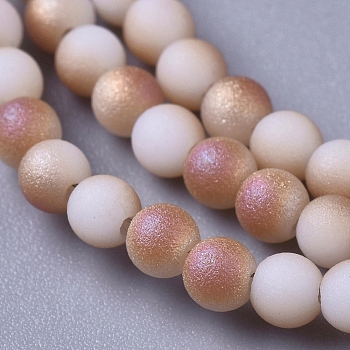 Electroplated Frosted Glass Bead Strands, Round, WhiteSmoke, 2.5mm, Hole: 0.7mm, about 150pcs/strand, 15.35 inch(39cm)