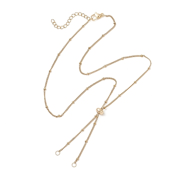 304 Stainless Steel Satellite Chain Slider Necklace Making, with Brass Beads, Golden, 17.32 inch(44cm)