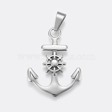 Antique Silver Anchor & Helm 304 Stainless Steel Pendants