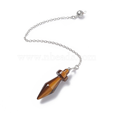 Natural Tiger Eye Pointed Dowsing Pendulums(AJEW-B020-05P-02)-2