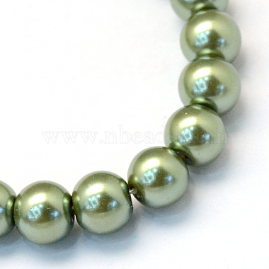 Baking Painted Pearlized Glass Pearl Round Bead Strands(HY-Q330-8mm-49)-2