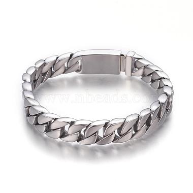 304 Stainless Steel Curb Chain Bracelets(BJEW-P255-01A)-2