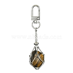 Brass Braided Chain Pouch Empty Stone Holder Pendant Decorations, with Alloy Swivel Clasps, Platinum, 85mm(HJEW-JM01241-02)