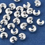 Brass Crimp Beads Covers, Lead Free & Cadmium Free & Nickel Free, Flat Round, Silver, 4.5x2.5mm, Hole: 1.4mm(KK-H258-04A-S)