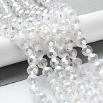 Faceted Electroplate Glass Round Bead Strands, AB Color Plated, Clear AB, 8x7mm, Hole: 1mm, 72pcs/strand, 21.2 inch(X-EGLA-R016-8mm-25)