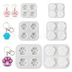 3Pcs 3 Style Paw Print Shape DIY Silicone Molds, Resin Casting Molds, for Chocolate, Candy, UV Resin & Epoxy Resin Craft Making, White, 50~120x54~130x10~16mm, 1pc/style(DIY-TA0005-22)