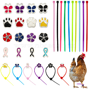 32Pcs 8 Style Awareness Ribbon & Butterfly & Flower & Claw Print Alloy Enamel European Beads, Large Hole Beads, with 100Pcs Plastic Cable Ties, Mixed Color, 10~11x6~10x7~11mm, Hole: 4~5mm, 4Pcs/style(DIY-CA0004-95)