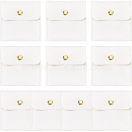 PU Imitation Leather Jewelry Storage Bags, with Snap Buttons, Square, White, 8x8x0.73cm(ABAG-WH0032-35B)