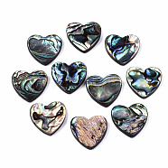 Natural Abalone Shell/Paua Shell Beads, Heart, Colorful, 20x20.5x3.5mm, Hole: 1mm(X-SSHEL-T014-16D)