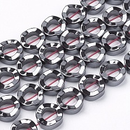 Non-magnetic Synthetic Hematite Beads Strands, Grade A, Twist Donut, Black, 12x4mm, Hole: 1mm(G-Q895-9)