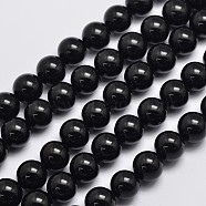 Natural Malaysia Jade Beads Strands, Round, Dyed, Black, 10mm, Hole: 1mm, about 38pcs/strand, 15 inch(G-A146-10mm-B10)