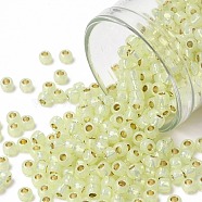 TOHO Round Seed Beads, Japanese Seed Beads, (PF2109) PermaFinish Jonquil Opal Silver Lined, 8/0, 3mm, Hole: 1mm, about 10000pcs/pound(SEED-TR08-PF2109)