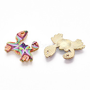 Printed Alloy Pendants, Light Glod, Crab Charms, Colorful, 19.5x20x1.5mm, Hole: 0.6mm(ENAM-N056-201A)