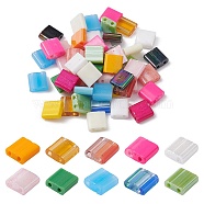 2-Hole Glass Seed Beads, Mixed Style, Rectangle, Mixed Color, 5x4.5~5.5x2~2.5mm, Hole: 0.5~0.8mm(SEED-YW0002-37)