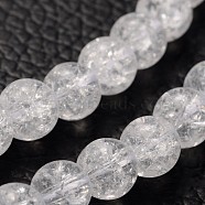 Synthetic Crackle Quartz Beads Strands, Round, Synthetic Crystal, Clear, Clear, 6mm, Hole: 1mm, about 68 pcs/strand, 15.5 inch(X-GBA092-6MM)