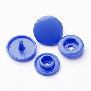Resin Snap Fasteners, Raincoat Buttons, Flat Round, Blue, Cap: 12x6.5mm, Pin: 2mm, Stud: 10.5x3.5mm, Hole: 2mm, Socket: 10.5x3mm, Hole: 2mm(SNAP-A057-001O)