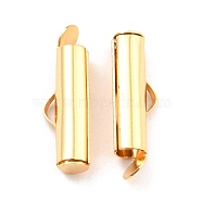 304 Stainless Steel Slide On End Clasp Tubes, Slider End Caps, Real 18K Gold Plated, 19x6x4mm, Hole: 3.5x1.5mm, Inner Diameter: 3mm(STAS-C044-08A-G)