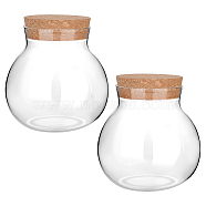 Empty Glass Jar, with Cork Stopper, Bead Container, Wishing Bottle, Clear, 11.2x10cm, Inner Diameter: 5.6cm, Capacity: 500ml(16.91fl. oz)(AJEW-WH0083-46C)