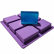 DIY Soap Silicone Molds, for Handmade Soap Making, 6 Cavities, Rectangle, Purple, 226x207x28mm, Inner Diameter: 80x55x25mm(SOAP-PW0001-020)