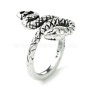 Snake Alloy Open Cuff Rings, Lead Free & Cadmium Free, Antique Silver, 18mm, Inner Diameter: 17mm(RJEW-K275-79AS)